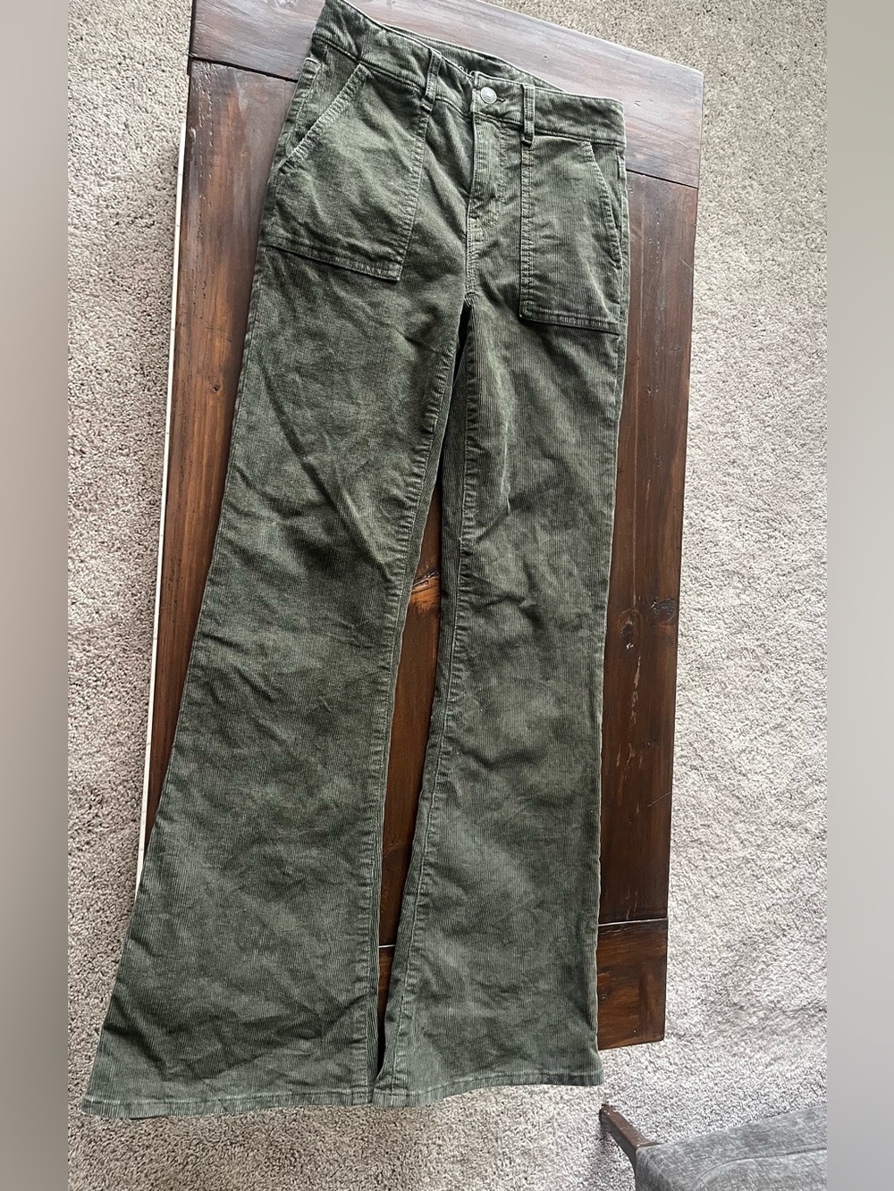 American Eagle Outfitters Olive Green Corduroy Wide Leg Jeans
